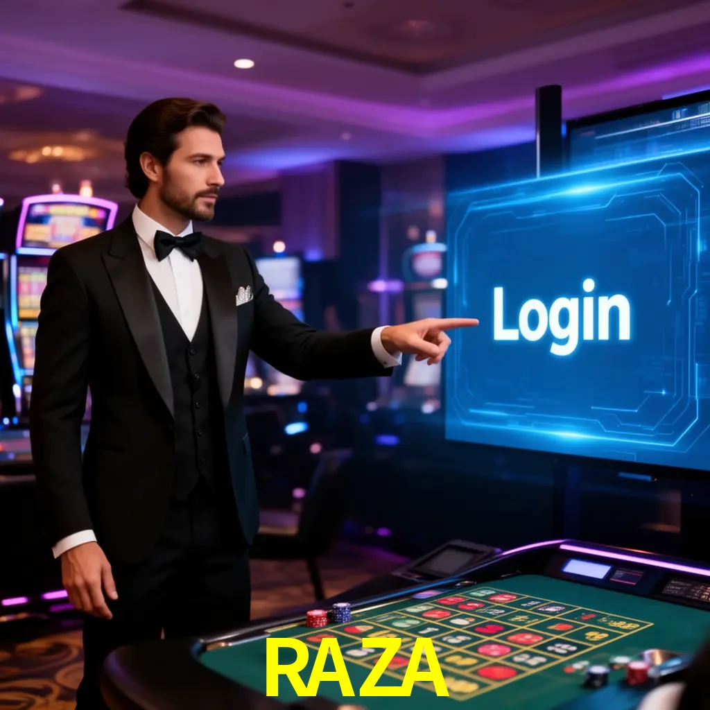 RAZA Login - OTP, cuenta y soporte Pantalla RAZA Login con OTP, contraseña, cuenta segura y soporte móvil